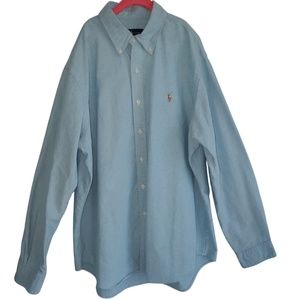 Ralph Lauren Solid Blue Button Up Dress Shirt